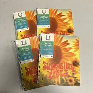 U-Style 1 Subject College Ruled Notebook Panoramic Photo Sunflower (Pack of 4)